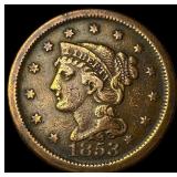 1853 Braided Hair Large Cent LIGHTLY CIRCULATED