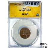1857 Flying Eagle Cent ANACS AU50
