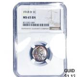1918-D Wheat Cent NGC MS65 BN