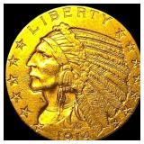 1914-D Indian Head Half Eagle $5 Gold CLOSELY  UN