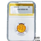 1954-S Wheat Cent PGA MS66 RD