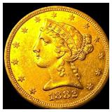 1882-S Gold $5 Liberty Head Half Eagle  UNCIRCULA