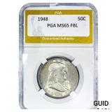 1948 Franklin Half Dollar PGA MS65 FBL
