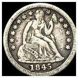 1845 Silver Seated Liberty Dime ABOUT  UNCIRCULAT