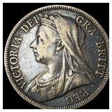 1900 Silver Half Crown Great Britain CLOSELY UNCIR