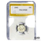 1943 Mercury Silver Dime PGA MS66