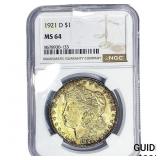 1921-D Morgan Silver Dollar NGC MS64