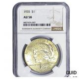 1935 Silver Peace Dollar NGC AU58