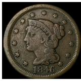 1846 Braided Hair Large Cent LIGHTLY CIRCULATED