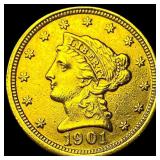 1901 Liberty Head Quarter Eagle $2.50 Gold CLOSELY