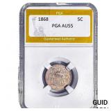 1868 Shield Nickel PGA AU55