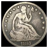 1857-O Silver Seated Liberty Half Dollar  LIGHTLY