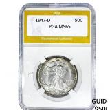 1947-D Walking Liberty Half Dollar PGA MS65
