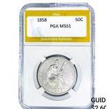 1858 Seated Liberty Half Dollar PGA MS61