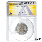1877-CC Seated Liberty Quarter ANACS VG10