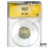 1866 Shield Nickel ANACS VF30