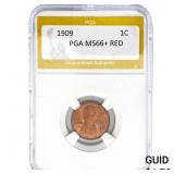 1909 Wheat Cent PGA MS66+ RED