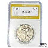 1942 Walking Liberty Half Dollar PGA MS67