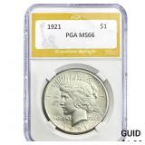 1921 Silver Peace Dollar PGA MS66