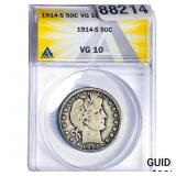 1914-S Barber Half Dollar ANACS VG10