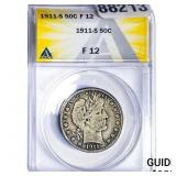 1911-S Barber Half Dollar ANACS F12