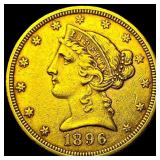 1896 Liberty Head Half Eagle $5 Gold CLOSELY UNCIR