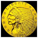 1914 Indian Head Gold $2.5 Quarter Eagle CLOSELY U