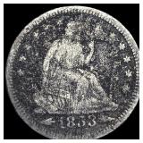 1853-O Arrows/Rays Seated Liberty Quarter  NICELY