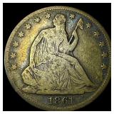 1861 Seated Liberty Half Dollar LIGHTLY CIRCULATED