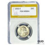 1932-S Washington Silver Quarter PGA MS64+