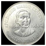 1964 Philippines Silver 1 Peso