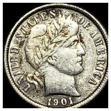 1901 Silver Barber Dime NEARLY UNCIRCULATED