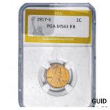 1917-S Wheat Cent PGA MS63 RB