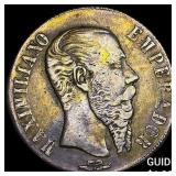 1866 Mexico Maximilian I Silver 1 Peso NEARLY UNCI