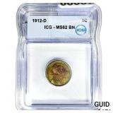 1912-D Wheat Cent ICG MS62 BN