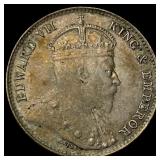 1908 Ceylon SIlver 10 Cents