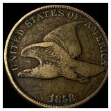 1858 Copper-Nickel Flying Eagle Cent NEARLY UNCIRC