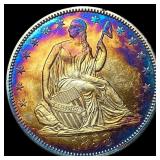 1858 Toned Seated Liberty Half Dollar CLOSELY  UN