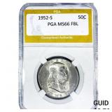 1952-S Franklin Half Dollar PGA MS66 FBL