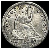 1854 Arrows Seated Liberty Quarter NEARLY  UNCIRC