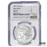 2021 Silver Peace Dollar NGC MS70 High Relief