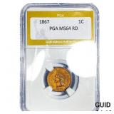 1867 Indian Head Cent PGA MS64 RD