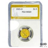 1925-D $2.50 Gold Quarter Eagle PGA MS64