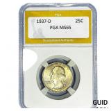 1937-D Washington Silver Quarter PGA MS65