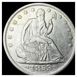 1853 Arrows/Rays Silver Seated Liberty Half  Doll