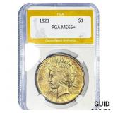 1921 Silver Peace Dollar PGA MS65+