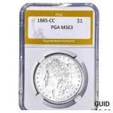 1885-CC Morgan Silver Dollar PGA MS63