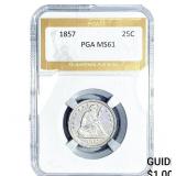 1857 Seated Liberty Quarter PGA MS61