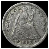 1853 Arrows Seated Liberty Half Dime NEARLY UNCIRC