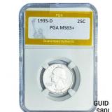 1935-D Washington Silver Quarter PGA MS63+